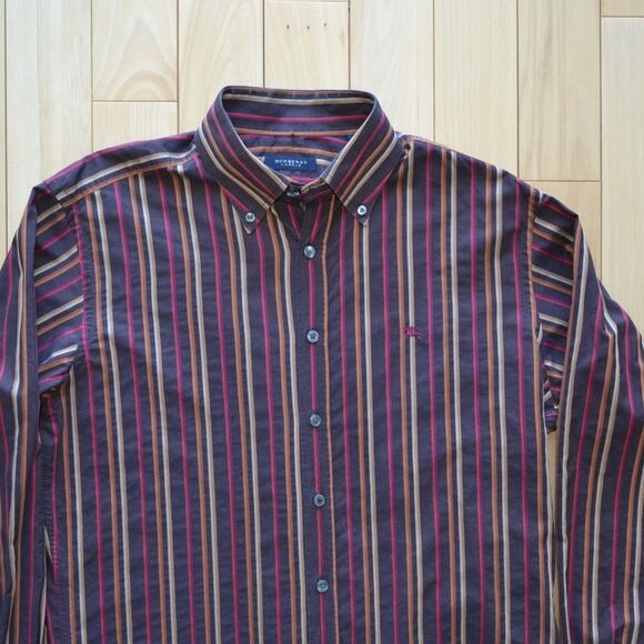 Vintage Burberry Button Down Shirt Striped - Picture 2 of 6
